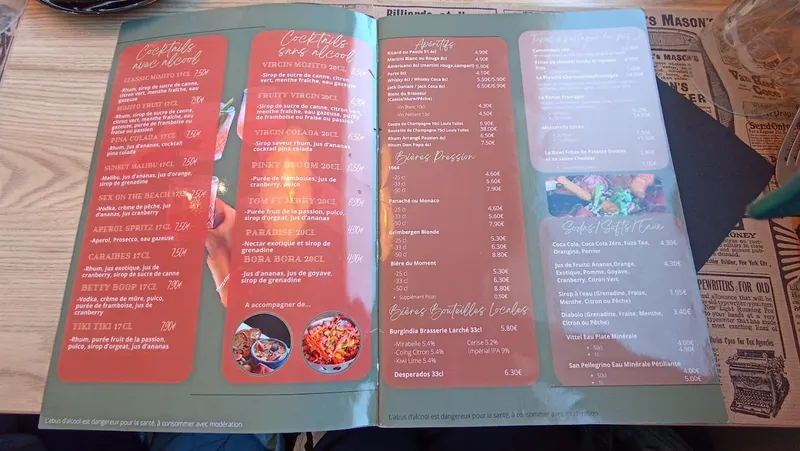 menu 1 of La Brasserie du Pont de Fer