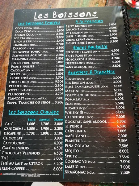 menu 0 of Le Canot