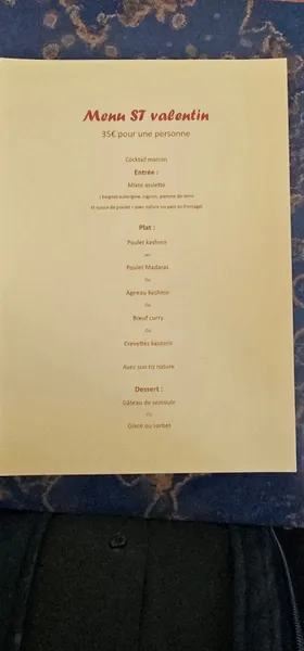 menu 0 of RESTAURANT LE KASHMIR