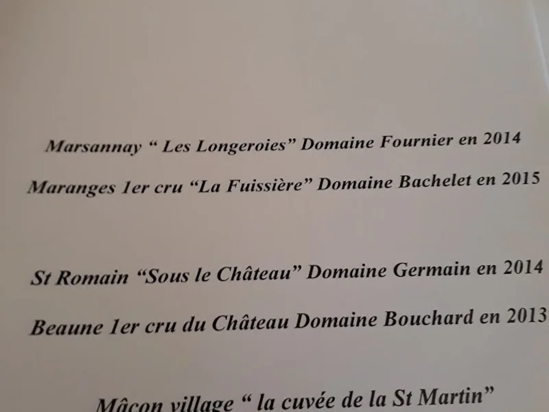 menu 1 of L'Auberge de la Charme