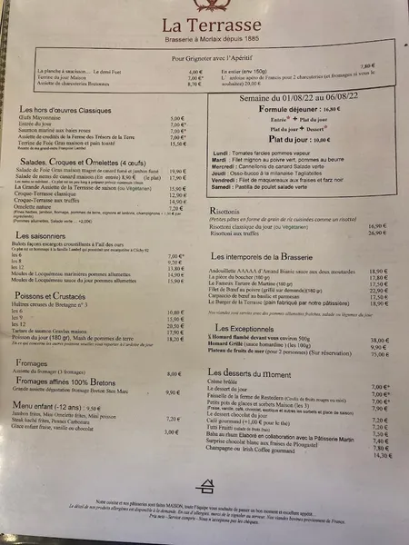 menu 0 of Le Grand Café de la Terrasse