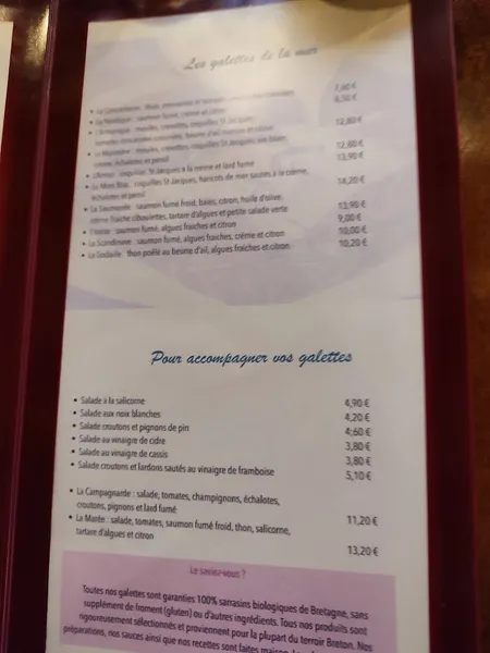 menu 2 of L'Hermine