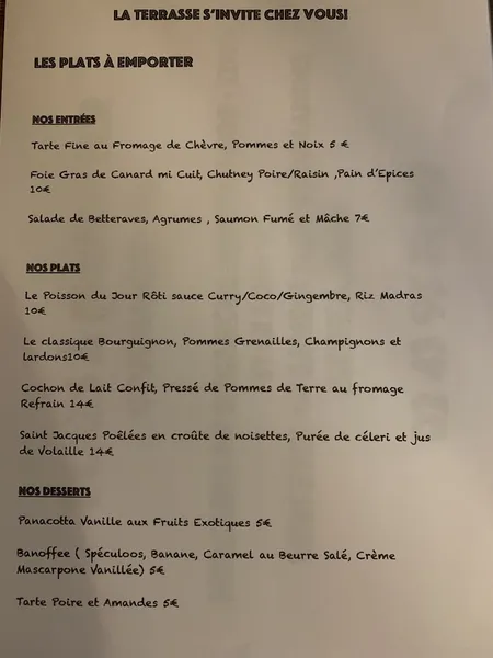 menu 0 of LA TERRASSE