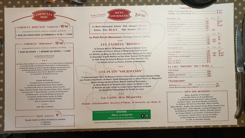 menu 0 of La Baraque à Bœuf
