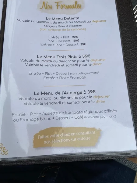 menu 2 of L'Auberge d'Augy