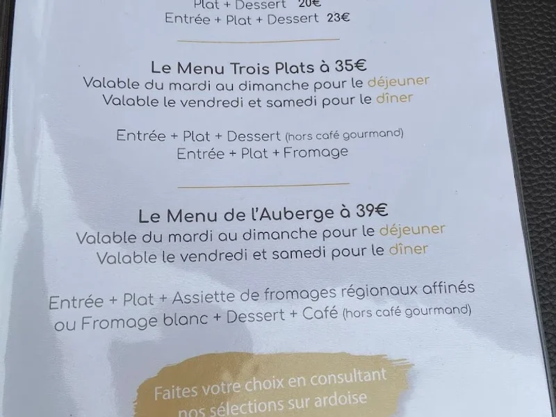 menu 2 of L'Auberge d'Augy