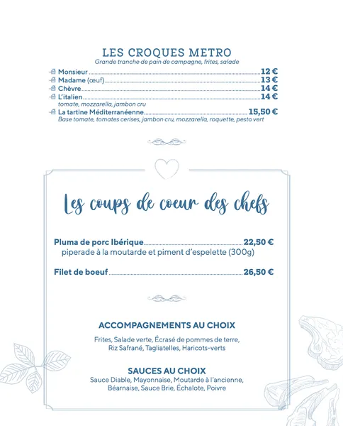 menu 2 of Au Métro