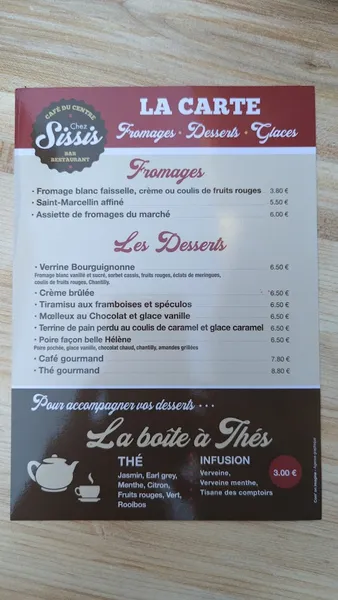 menu 2 of Café du centre "Chez Sissis"