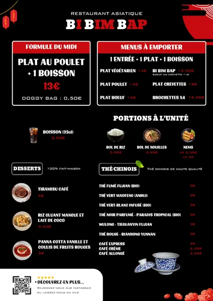menu 2 of Bi Bim Bap - Lille