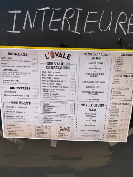 menu 2 of Brasserie L'Ovale