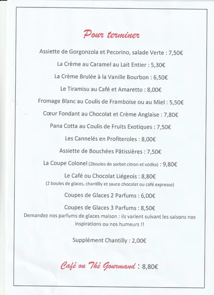 menu 2 of LA SCALA ( L'Escale Pizza)