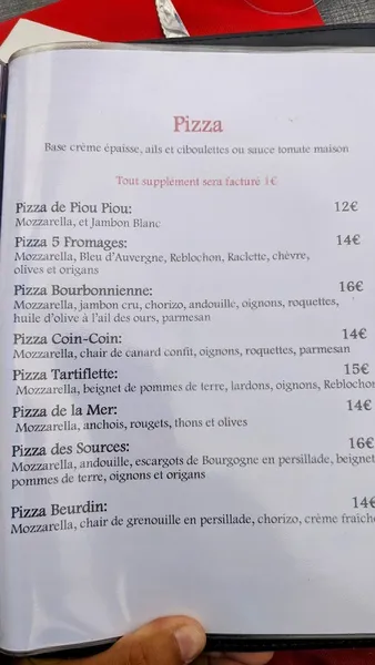 menu 0 of Restaurant des Sources