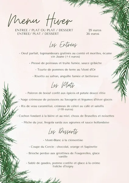 menu 0 of Le Cercle