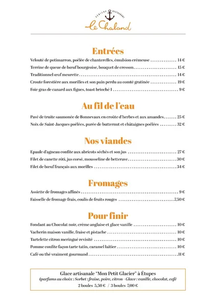 menu 1 of Le Chaland