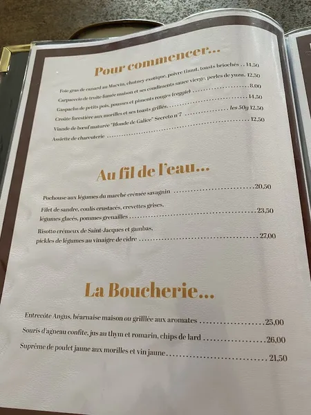 menu 2 of Le Chaland