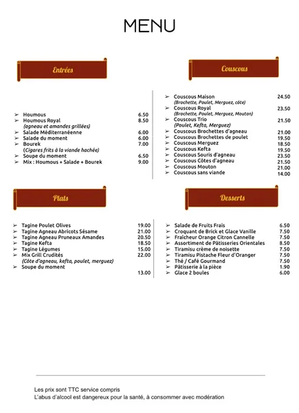 menu 0 of L'Orient-Espace