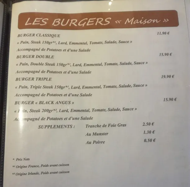 menu 1 of La Cave à Pâtes Selestat