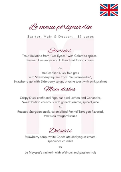 menu 0 of Restaurant Le Meysset