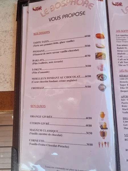 menu 2 of Le Bosphore