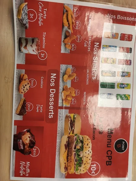 menu 1 of Point B Herblay