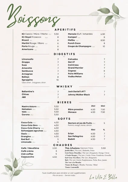 menu 0 of La Vita È Bella