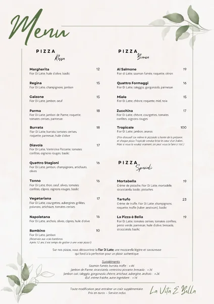 menu 1 of La Vita È Bella