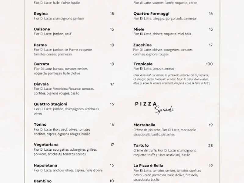 menu 1 of La Vita È Bella