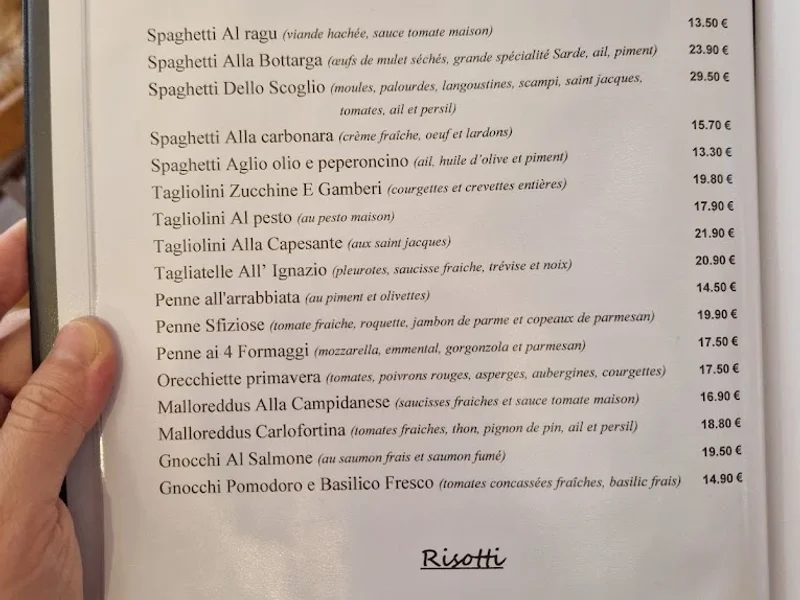 menu 1 of Tesoro Mio