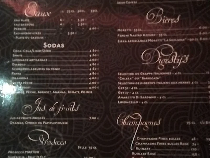 menu 2 of La Siciliana