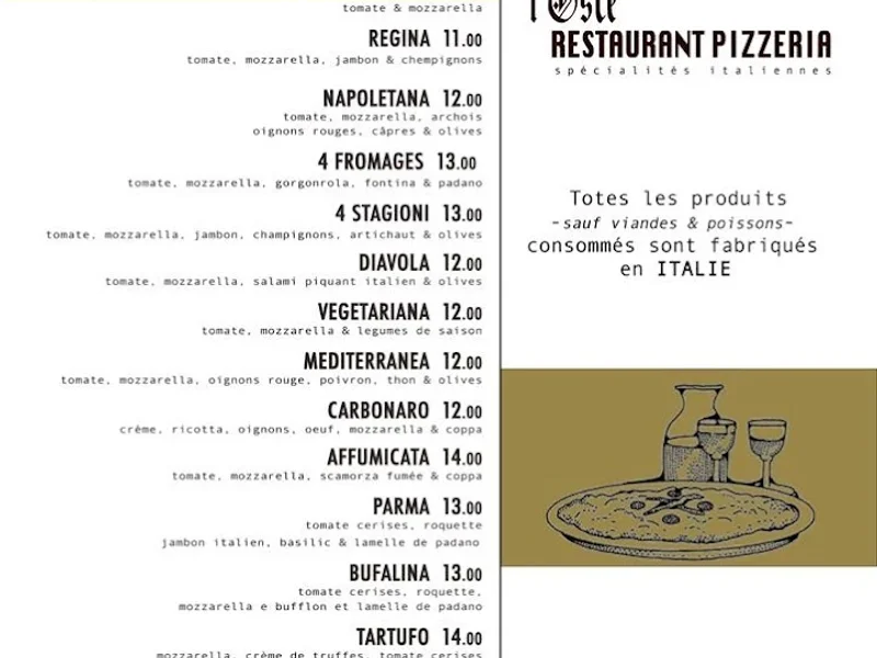 menu 0 of OSTE - Restaurant Italien