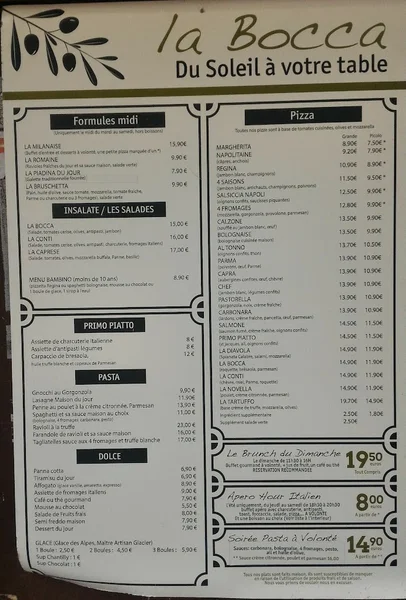 menu 2 of La Bocca