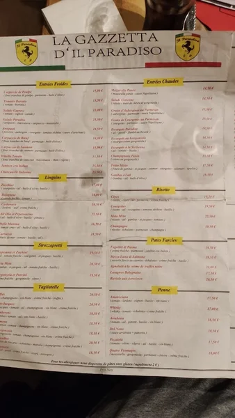 menu 2 of Il Paradiso