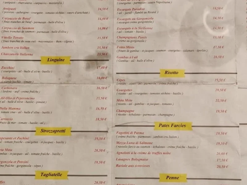 menu 2 of Il Paradiso