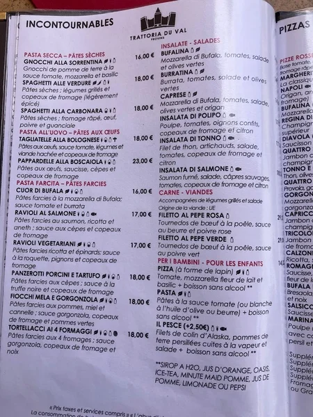 menu 1 of Trattoria du Val