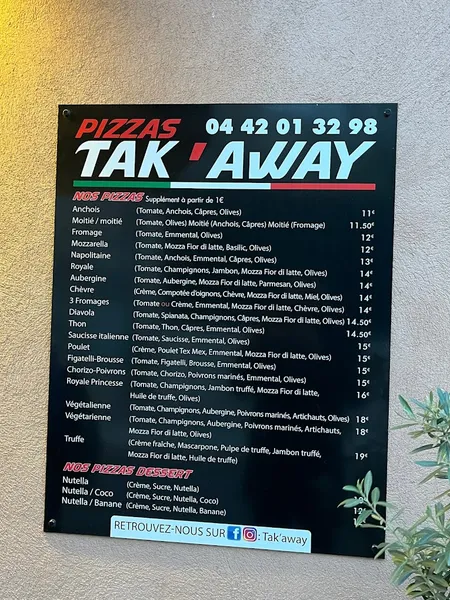 menu 2 of TAK'AWAY