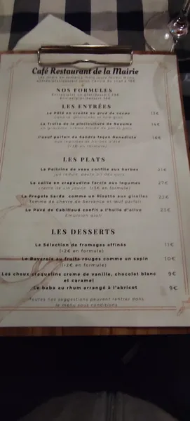 menu 0 of Cafe Restaurant de la mairie