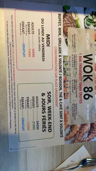 menu 0 of Wok 86