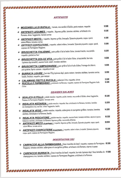 menu 0 of La Primula