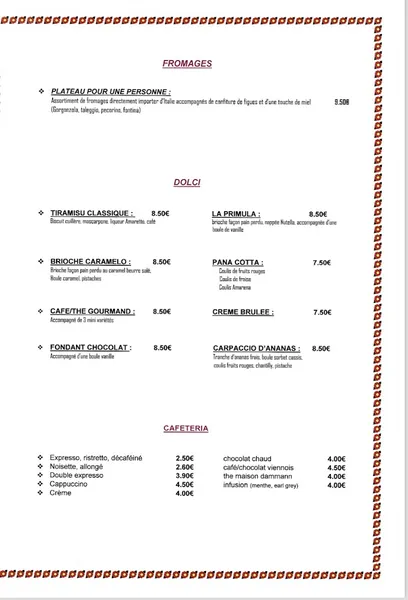 menu 2 of La Primula