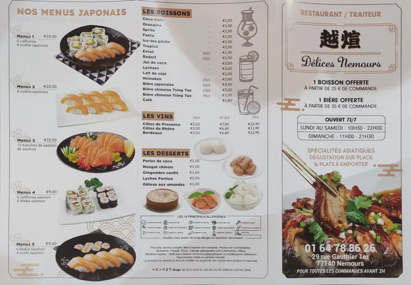 menu 0 of Délices Nemours
