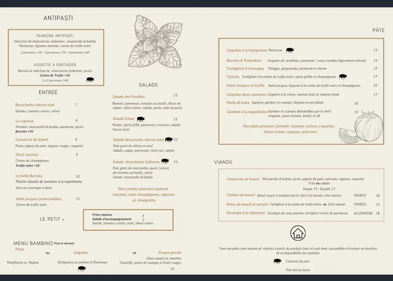 menu 1 of Bassano