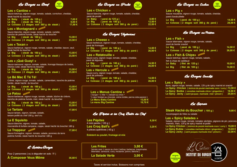 menu 0 of La Cantine - INSTITUT DU BURGER -