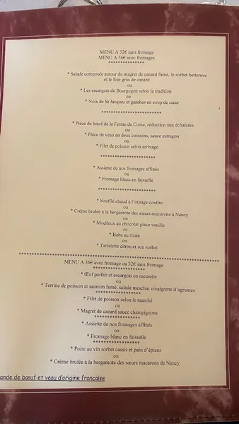 menu 1 of Auberge des Chenêts