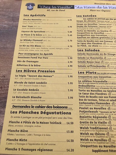 menu 1 of Estaminet Au Vieux De La Vieille