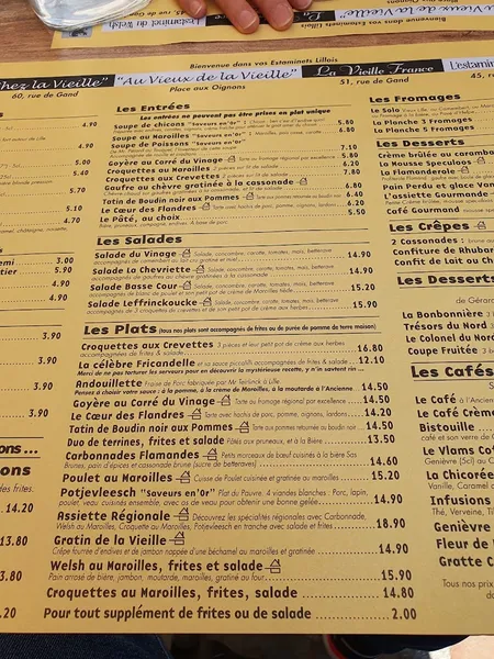 menu 2 of Estaminet Au Vieux De La Vieille