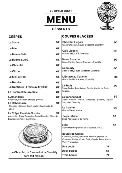 menu 1 of Le River Boat