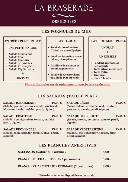 menu 0 of La Brasérade