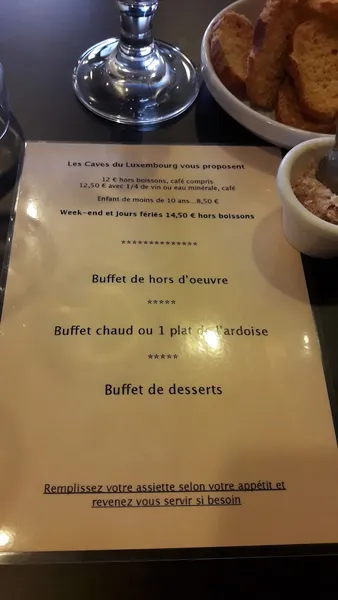 menu 1 of Les caves du luxembourg