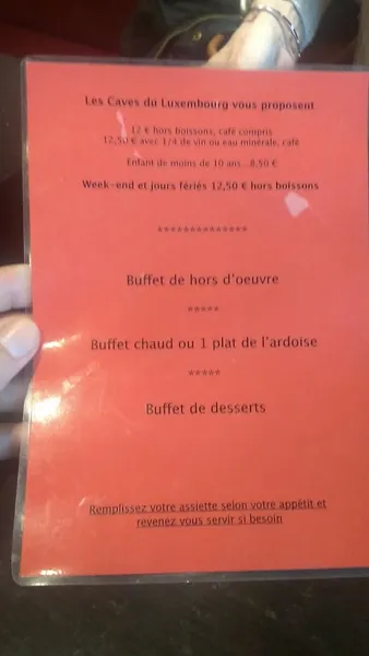 menu 2 of Les caves du luxembourg