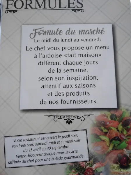 menu 2 of Restaurant du canal